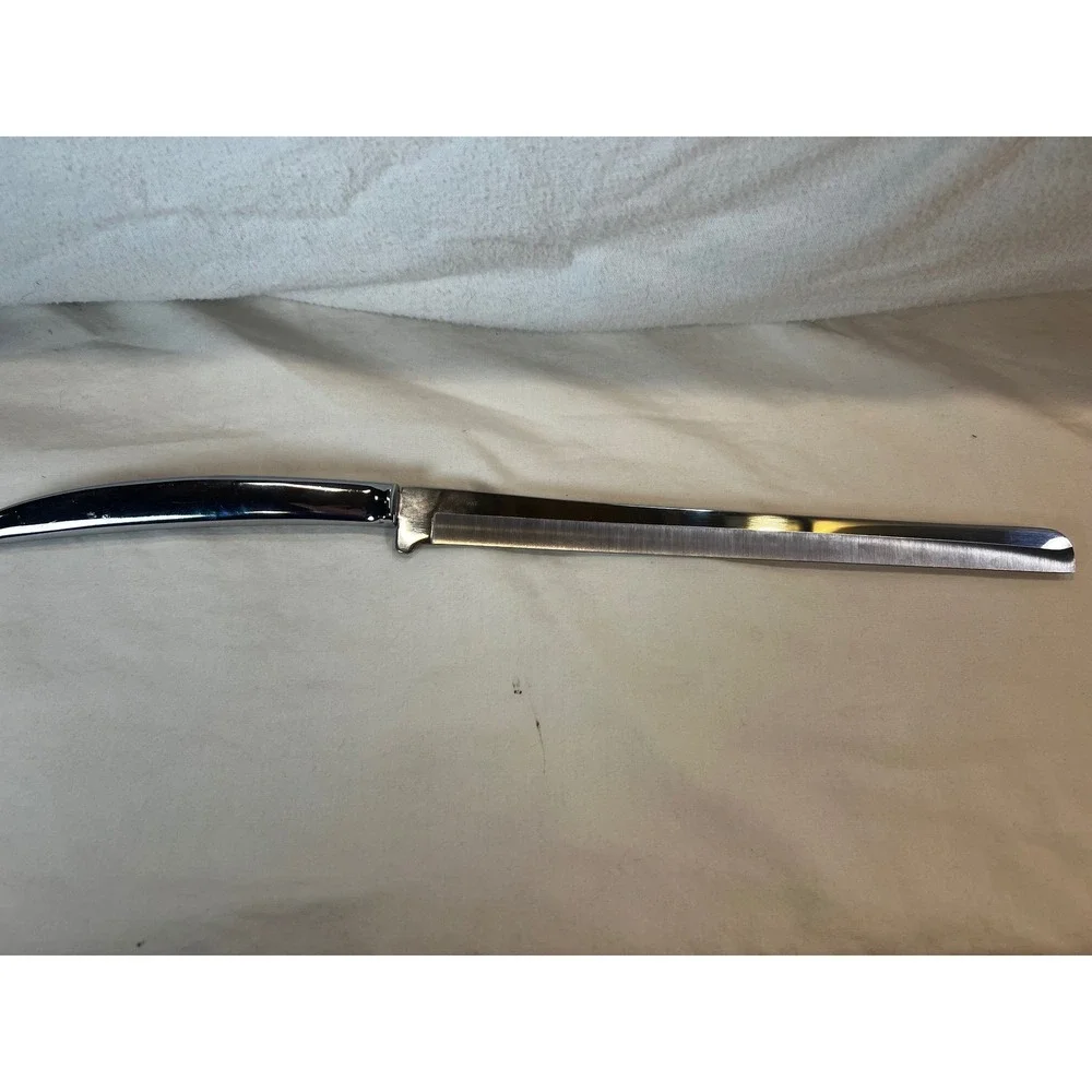 Carvel Hall Carving Knife Vintage USA Mid Century Modern Chrome Slicer 16 Inch